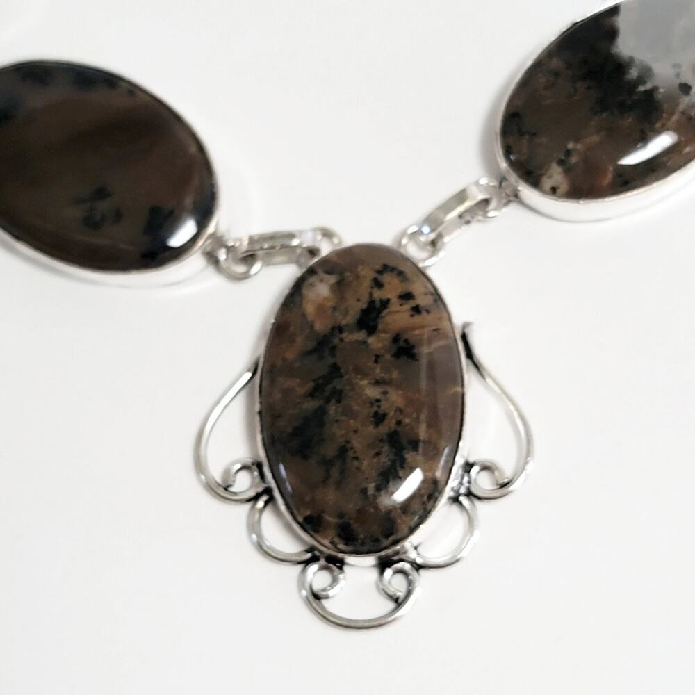 Dendritic Agate Statement Necklace - Bold Women's… - image 8